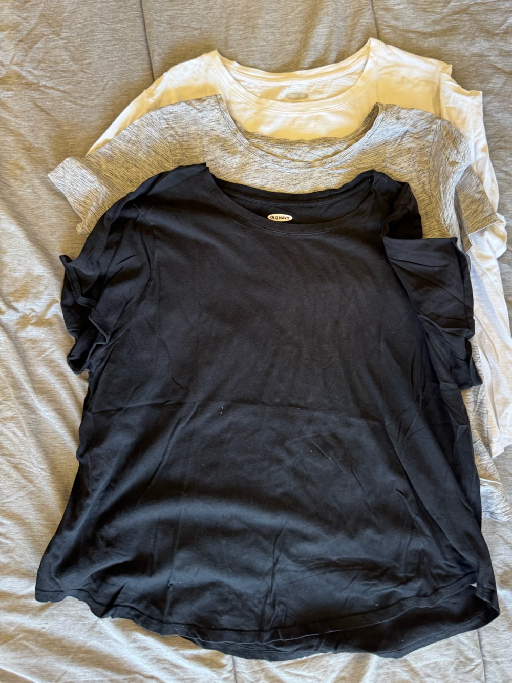 Old Navy Black Short Sleeve Tee (with Gray and White Layered Tees)